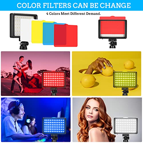 Ci-Fotto LED Video Light 2-Pack, 5600K Iluminacion Foco de Luz Fotografia USB con Mini Trípode y Filtros de Colores para Estudios, Tomas en Ángulos Pequeños, Grabación de Video, Transmisión de Juegos
