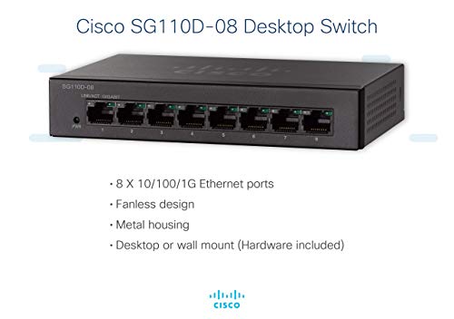 Cisco SG110D-08-8-Port Gigabit Desktop Switch, Negro