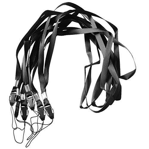 CKB LTD Cordon Lanyard courroie de cou Strap lanière For Carte ID Support De Badge Card/Mobile Phone USB Gym Key Access Pass Holder Loop Clips (Noir, 10 pièces)