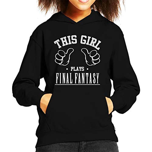 Cloud City 7 This Girl Plays Final Fantasy Kid's Hooded - Sudadera Negro (7-8 Años) M