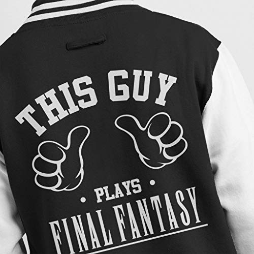 Cloud City 7 This Guy Plays Final Fantasy Varsity - Chaqueta para Hombre Blanco/Negro S