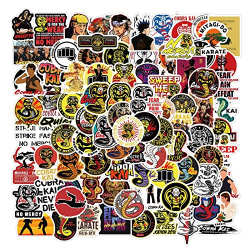Cobra Kai pegatinas para botella de agua, 102 piezas, Cool Teen Waterproof Laptop Computer Skateboard Bicicletas Equipaje Guitarras Viaje Funda de bicicleta (Cobra Kai)