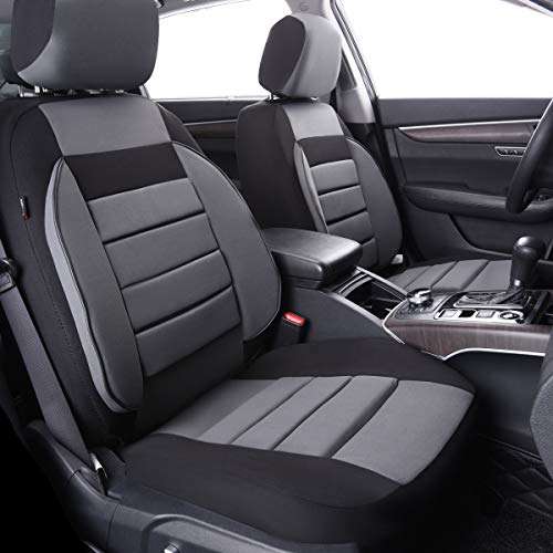Coche Pass – 6pcs Elegance Universal Automobile Juego de fundas para asientos delanteros package-fit para vehículos, negro y gris con compuesto esponja interior, Airbag Compatible