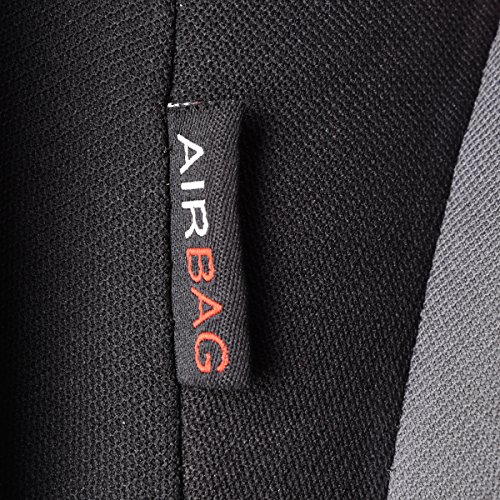 Coche Pass – 6pcs Elegance Universal Automobile Juego de fundas para asientos delanteros package-fit para vehículos, negro y gris con compuesto esponja interior, Airbag Compatible