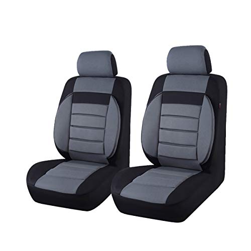 Coche Pass – 6pcs Elegance Universal Automobile Juego de fundas para asientos delanteros package-fit para vehículos, negro y gris con compuesto esponja interior, Airbag Compatible