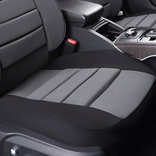 Coche Pass – 6pcs Elegance Universal Automobile Juego de fundas para asientos delanteros package-fit para vehículos, negro y gris con compuesto esponja interior, Airbag Compatible