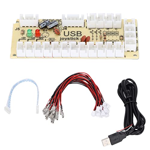 Codificador De PC USB Zero Delay Arcade, Controlador De Juegos De Arcade Placa Codificadora USB con Cable De Botón Y Cable De Joystick De 5 Pines, para PC para MAME para(QM070916 (Sencillo))