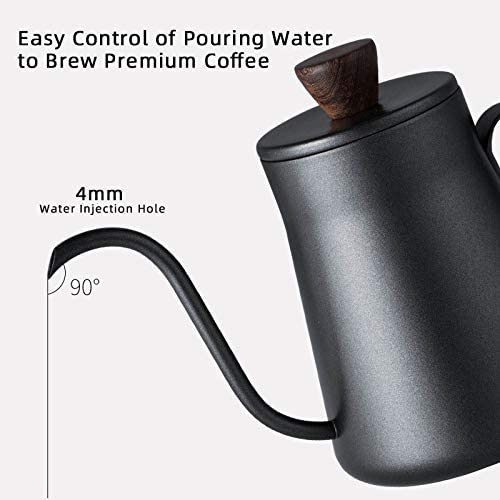 Coffee Pot 400ml Drip Kettle Tea Pot Non-Stick Food Grade Stainless Steel Gooseneck Drip Kettle Swan Neck Thin Mouth with Lid (Color : A) (Stainless Steel)