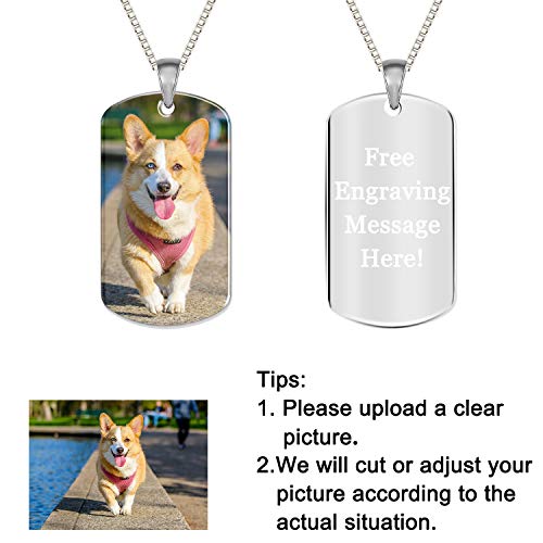 Collar de Fotos Personalizado, Etiqueta Grabada Llavero Anillo,Collares Mujer Hombre,Mejores Amigas Collares