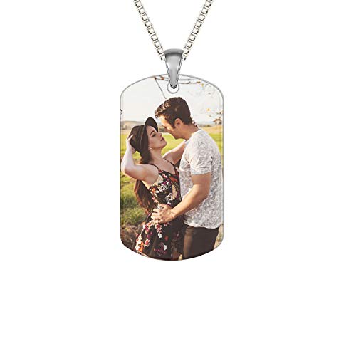 Collar de Fotos Personalizado, Etiqueta Grabada Llavero Anillo,Collares Mujer Hombre,Mejores Amigas Collares