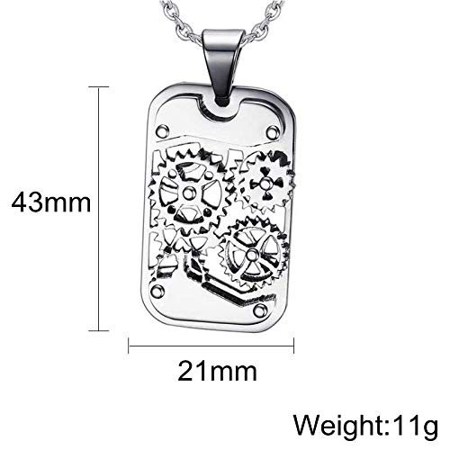 Collares Colgante Joyas Steampunk Machine Colgantes Joyas Acero Inoxidable Diseño De Engranaje Giratorio Hombres Colgantes Manuales Mecánicos Collares-Silver_with_50Cm_Chain