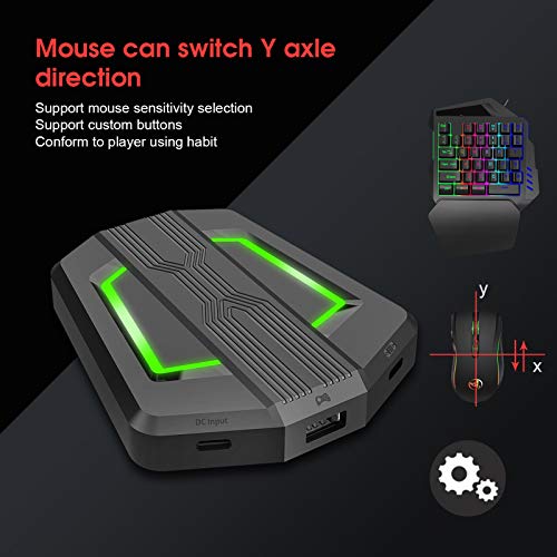 Combo de Teclado Y Mouse para una Mano, 35 Teclas con Cable, Medio Teclado Y Mouse para Juegos Móviles PUBG, Teclado con Retroiluminación LED RGB, para PS4 / Xbox One / PS3 / Xbox 360 / Switch