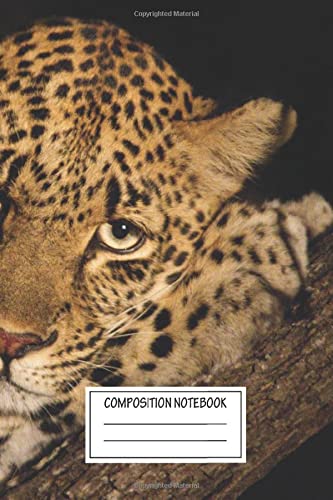 Composition Notebook: Animals A Female Leopard Eyeing Me From Her Treebranch In The African Magic Wide Ruled Note Book, Diary, Planner, Journal for Writing