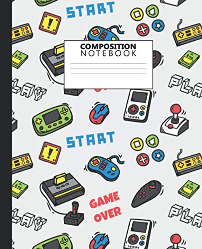 Composition Notebook: Game Time Wide Ruled Notebook and Journal - Vintage Video Game Blank Wide Lined Diary for Writing, Notes and Brilliant Ideas
