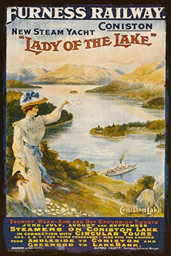 Coniston Lake District Steam Yacht Wall Decor Metal Tin Sign 8x12