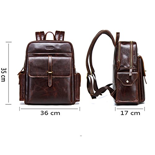 Contacts Genuie - Mochila de piel para ordenador portátil de 13 pulgadas, para viajes, mochila escolar