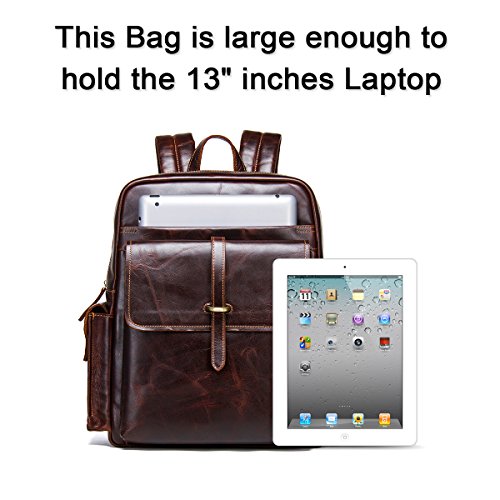 Contacts Genuie - Mochila de piel para ordenador portátil de 13 pulgadas, para viajes, mochila escolar