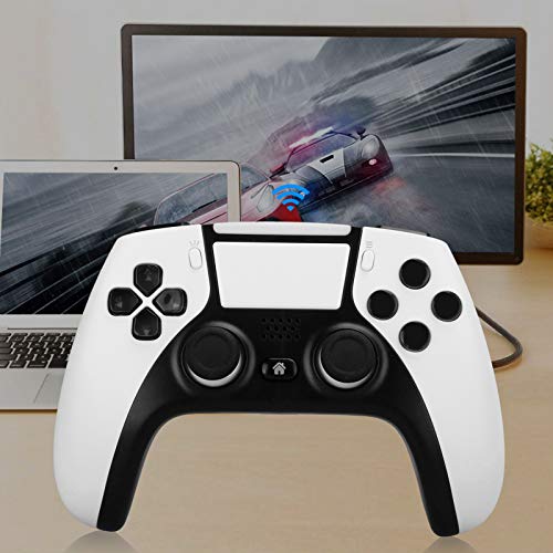 Controlador de Juegos, Controlador inalámbrico de Gamepad para PS4/para PC (Win7/8/10)/para teléfonos Android Panel táctil de inducción de Dos Puntos(Blanco)