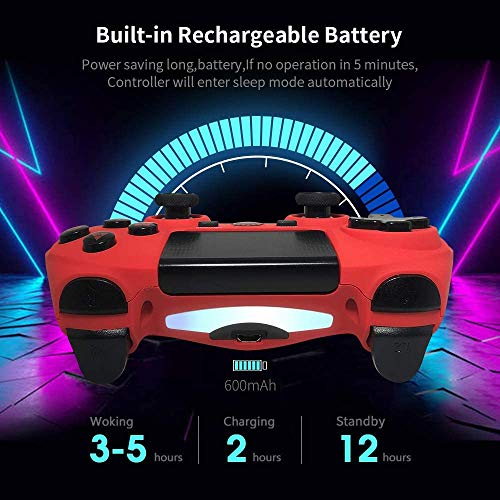 Controlador inalámbrico para controlador PS4 doble vibración para PlayStation 4 mando Gamepads con seis ejes, joysticks para PS4/Pro/Silm/PC (rojo)