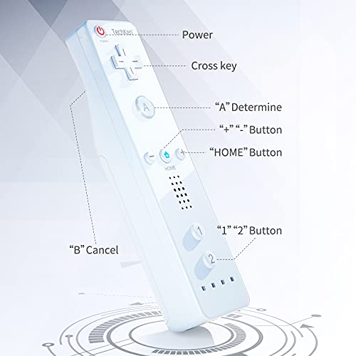 Controlador remoto de 2 piezas para Wii, TechKen Remote Game Controllers compatibles con Wii Remote Replacement con silicona y correa de muñeca (blanco)