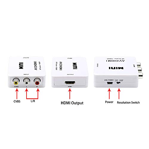 Conversor vídeo 1080P Adaptador AV 3 RCA a salida HDMI hembra - Convertidor señal de vídeo (AV 3 RCA/HDMI)