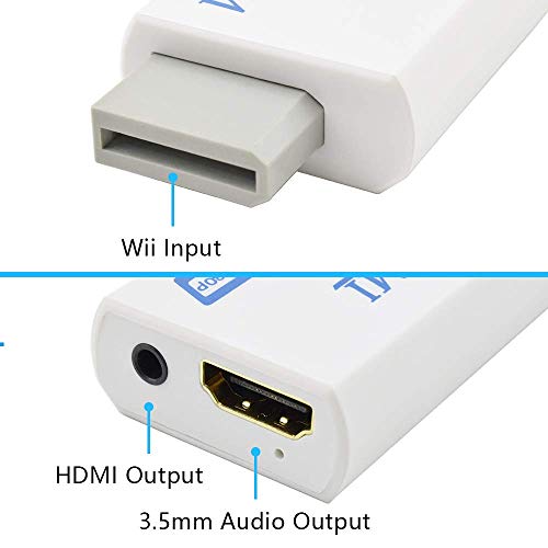 Conversor Wii a HDMI, Kiyicjk Wii a HDMI 720P 1080P HD 3,5 mm Audio Adaptador soporta Todos los Modos de visualización de Wii