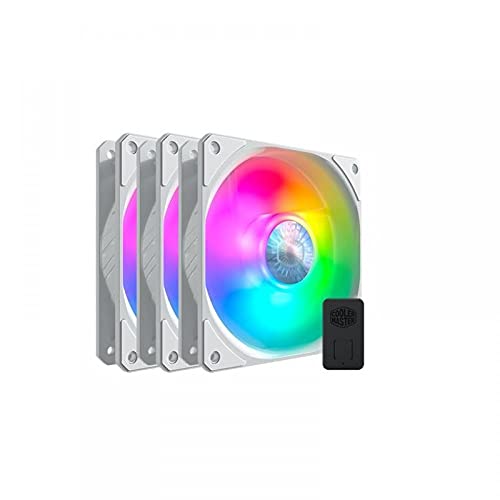Cooler Master SickleFlow 120 ARGB Edición Blanca 3 en 1 Ventiladores de Caja, 3x120mm, Incluye Controlador, Compatible Placa Base ARGB, Aspas Air Balance Blancas, 62 CFM, 2.5 mmH2O, 8 a 27 dBA, ARGB