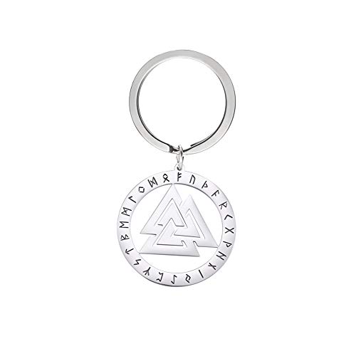 Cooltime Llavero de acero inoxidable con símbolo celta vikingo, Trinidad con runas, llavero unisex