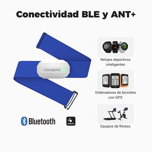 CooSpo Frecuencia Cardíaca Bluetooth Banda Monitor Sensor de Frecuencia Cardíaca Deportivo Ant+ para Garmin Wahoo Suunto Polar UA Run -SW-BU…