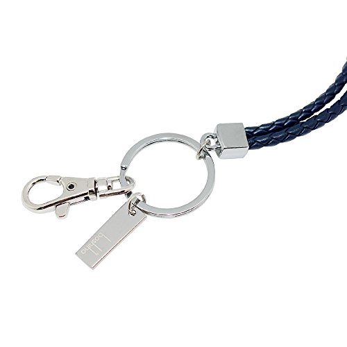 Cordón de piel, correa para el cuello Boshiho con clip fuerte y llavero para llaves, tarjeta de identificación, USB o teléfono móvil, color azul 16 pulgadas