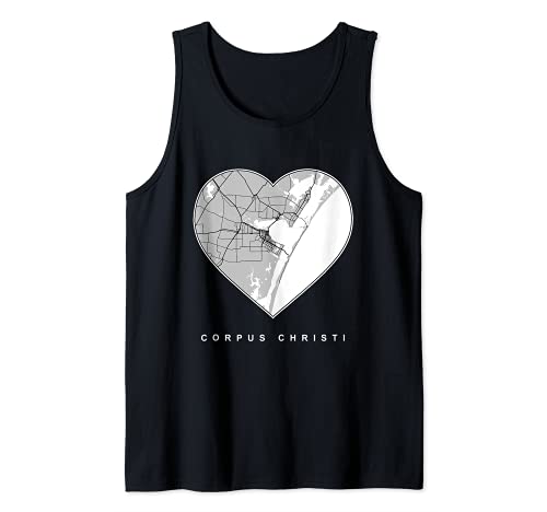 Corpus Christi TX Mapa de la ciudad, Corazón Amor Corpus Christi Texas Camiseta sin Mangas