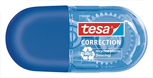 Corrector mini roller desechable tesa, 6 m x 5 mm, color azul