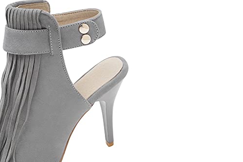 CosyFever Sandalias de Tacón Aguja Bajo conSólido Punta Abierta Aguja LC47 para Mujeres Gris - 40 EU