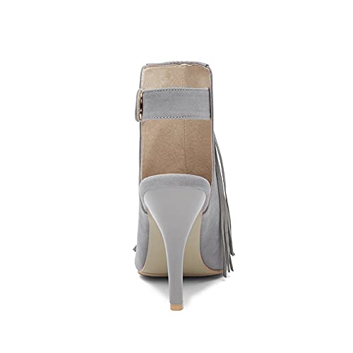 CosyFever Sandalias de Tacón Aguja Bajo conSólido Punta Abierta Aguja LC47 para Mujeres Gris - 40 EU