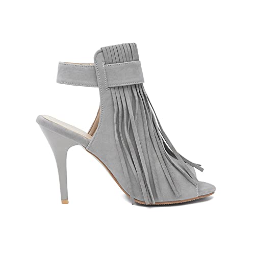 CosyFever Sandalias de Tacón Aguja Bajo conSólido Punta Abierta Aguja LC47 para Mujeres Gris - 40 EU