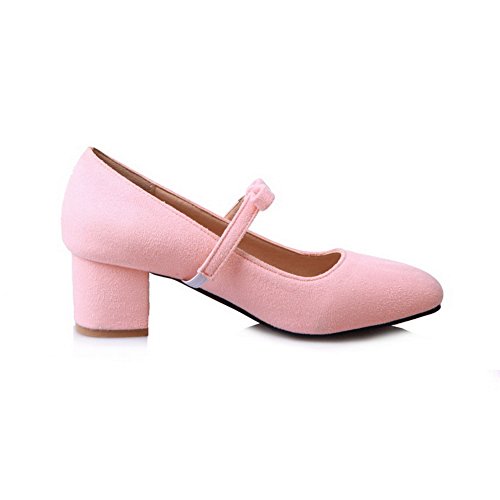 CosyFever Zapatos de Tacón Mary Jane Chunky Bajo conSólido Pajarita Cerrado DC48 para Mujeres Rosa - 35 EU