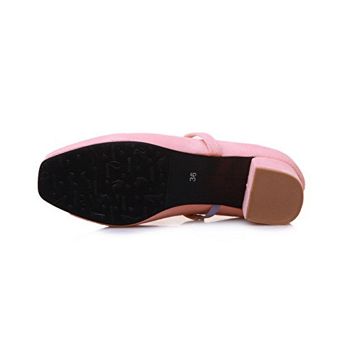 CosyFever Zapatos de Tacón Mary Jane Chunky Bajo conSólido Pajarita Cerrado DC48 para Mujeres Rosa - 35 EU