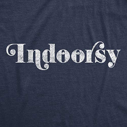 Crazy Dog Tshirts - Mens Indoorsy Tshirt Funny Introvert Social Distancing Novelty Virus tee (Heather Navy) - S - Camiseta Divertidas
