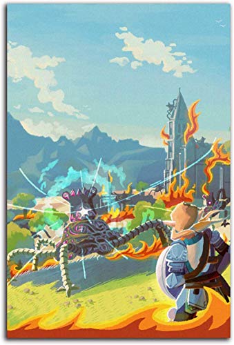 cuadros decoracioncuadroslienzowall art|60x90cm|Frameloos Hyrule Warriors Age of Calamity Modern Video Game Legend of Zelda Link Decoración para el hogar