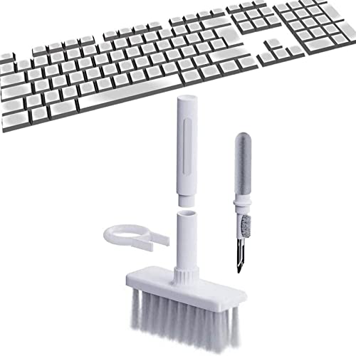 CVFR 5 In 1 Keyboard Cleaning Brush Kit, Keyboard Brush, Bluetooth Earbuds Cleaning Pen,Soft Brush Keyboard Cleaner Brush,Key Puller Computer Cleaning Tools,Puller Remover For Gamer PC (White)