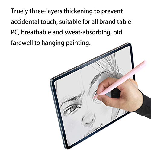 CYCON 4PCS Anti-mistouch Guante Engrosado de Dibujo artístico de Tres Capas para Monitor de Tableta gráfica, Dos Dedos para Mano Derecha e Izquierda (8.5X20.5CM)