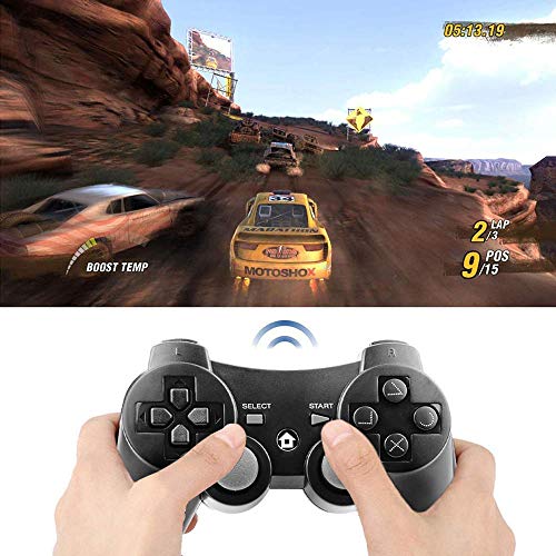 Cypin PS3 - Mando Controlador inalámbrico Bluetooth para Playstation 3 Wireless Rechargable Bluetooth Gamepad(doble vibración, 6 ejes), color negro