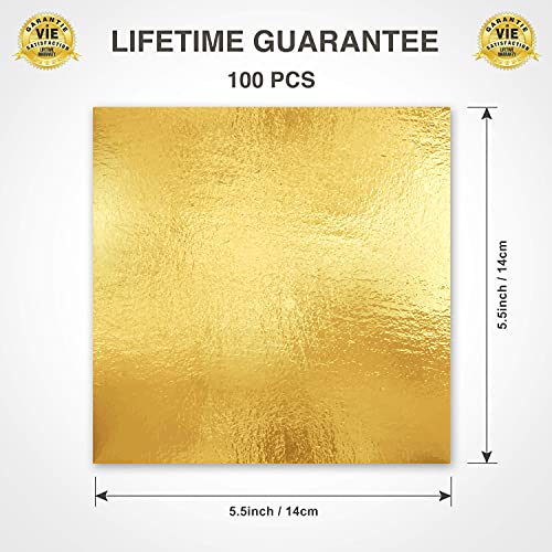 CZ Store Hoja de Oro - 100 Piezas |Hojas de 14cm|✮✮GARANTÍA DE POR VIDA✮✮- Material Dorado de Cobre para Artesanía, Decoración Dorada de Muebles, Guirnaldas, Fiestas - Brillo, Textura Suave