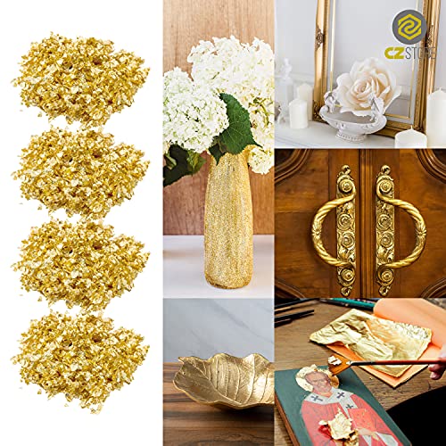 CZ Store Hoja de Oro - 100 Piezas |Hojas de 14cm|✮✮GARANTÍA DE POR VIDA✮✮- Material Dorado de Cobre para Artesanía, Decoración Dorada de Muebles, Guirnaldas, Fiestas - Brillo, Textura Suave