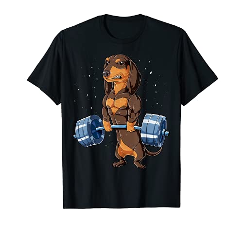 Dachshund Weightlifting Deadlift Men Fitness Gym Workout Camiseta