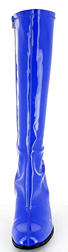 Das Kostümland Gogo - Botas retro para mujer, estilo discoteca, hippie, caña estrecha, azul real, 43 EU