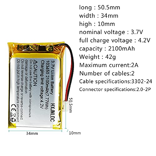 DC 3,7v 2100 Mah 103450 Li Ion Polymer Battery Replacement para Controlador PS4 Serie cuh - zct1, DIY Power Storage LED Lamp Fan Handheld Gift