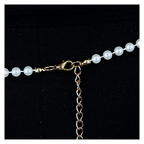 Ddcjc Halter Ajustable Pearl Top Cuerpo Cadena Collares de Hombro de Mujer Sujetador Joyería de Cadena Sexy Vestido de Novia Accesorios (Metal Color : Rust Red)