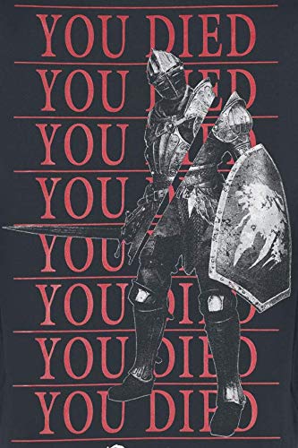 Demon'S Souls You Died Knight Hombre Camiseta Negro L, 100% algodón, Regular