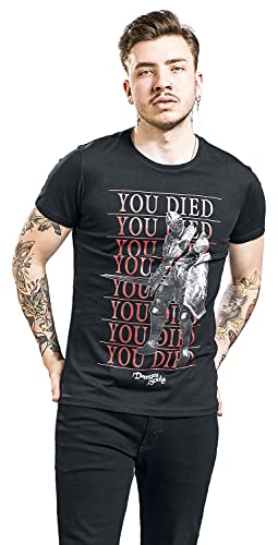 Demon'S Souls You Died Knight Hombre Camiseta Negro L, 100% algodón, Regular